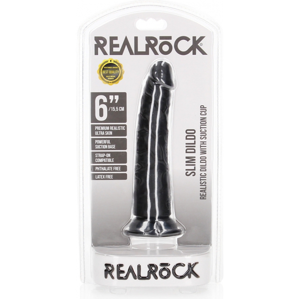 Slim Dildo RealRock 15.5 x 3.8cm Black