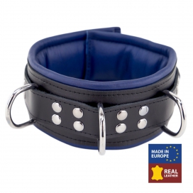 The Red Padded Leather Collar 3 Rings D Blue