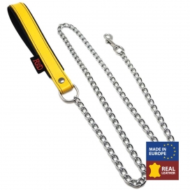 The Red Leash with Leather Grip 1m Yellow