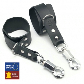 The Red Leather handcuffs with anti-panic safety snap hook