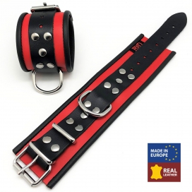 Leather handcuff - Red/ Black