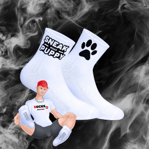 SneakFreaxx Short socks WOOF PUPPY White