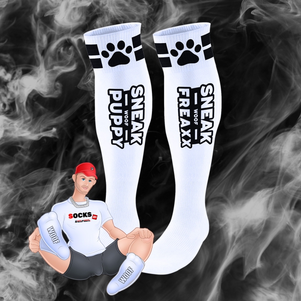 Hohe Socken Puppy Tube Weiß-Schwarz