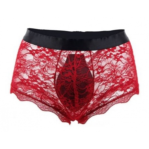 NoGenderWear Boxer de encaje abierto Lacien rojo