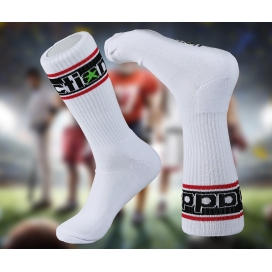 Sporty Addiction white socks with red trim