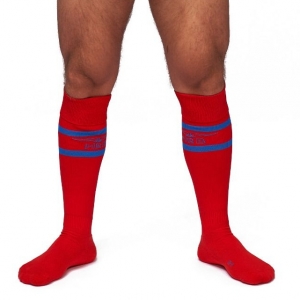 Mr B - Mister B Mister B URBAN Football Socks with Pocket Red Blue