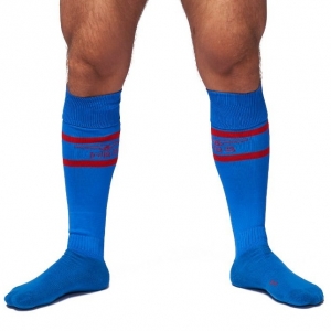 Mr B - Mister B Chaussettes hautes URBAN FOOTBALL SOCKS Bleu-Rouge