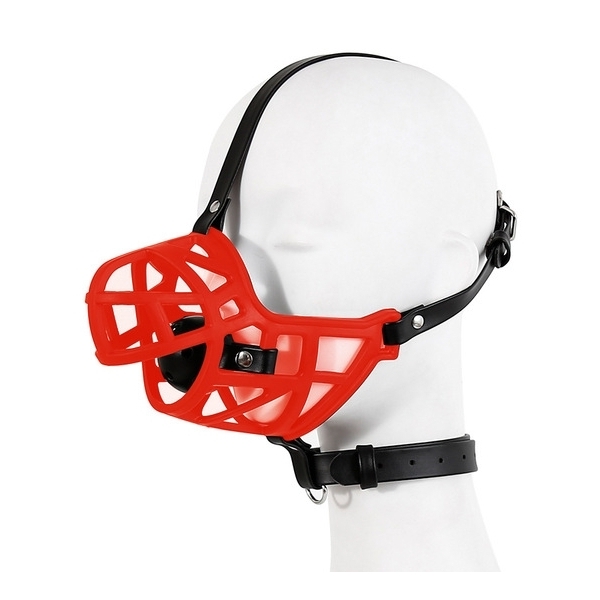 Muzzle Strap Hoods With Mouth Gag RED