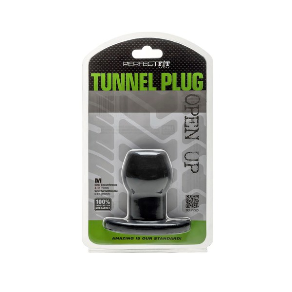 Ass Tunnel Plug in silicone nero medio 7 x 5,2 cm