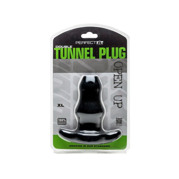 Doppio tappo a tunnel nero extra grande 14 x 7,6 cm