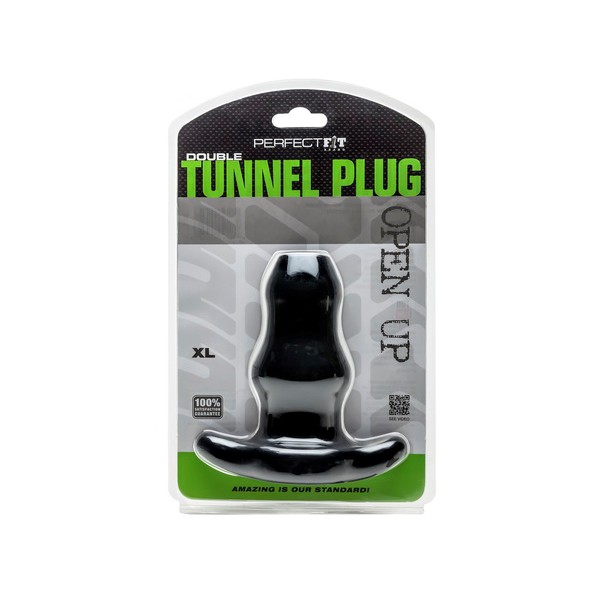 Double Tunnel Plug Black Extra Large 14 x 7.6cm