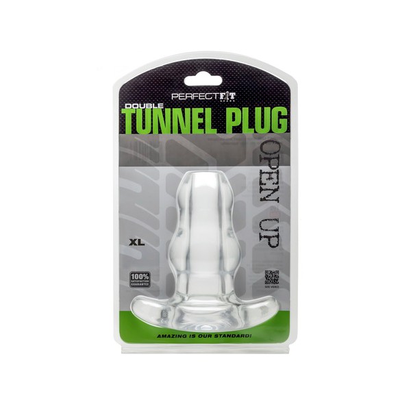 Dubbele tunnelplug Transparant Extra-Large 14 x 8,3 cm