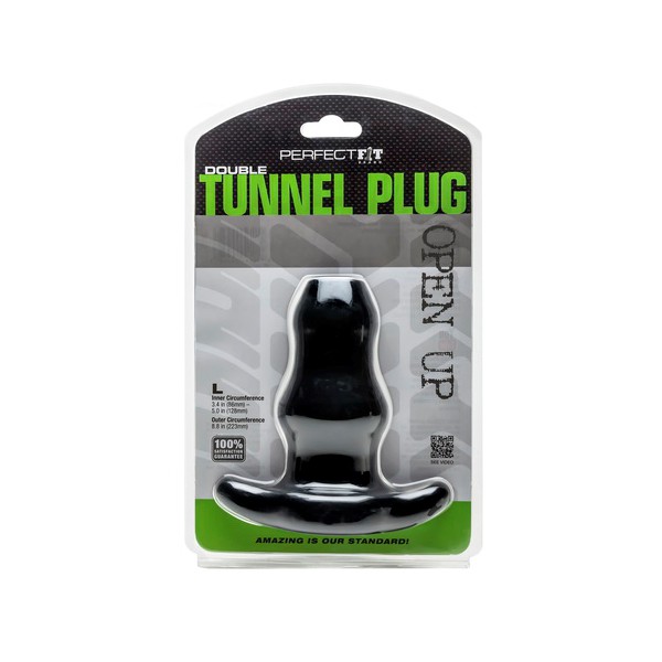 Double Tunnel Plug Black Large12 x 7 cm