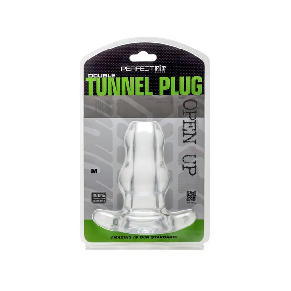 Dubbele tunnelplug Transparant Medium 9,5 x 5,2 cm
