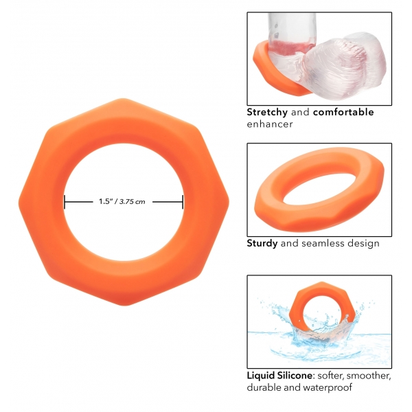 Cockring Silicone Sexagon Alpha 37mm Orange