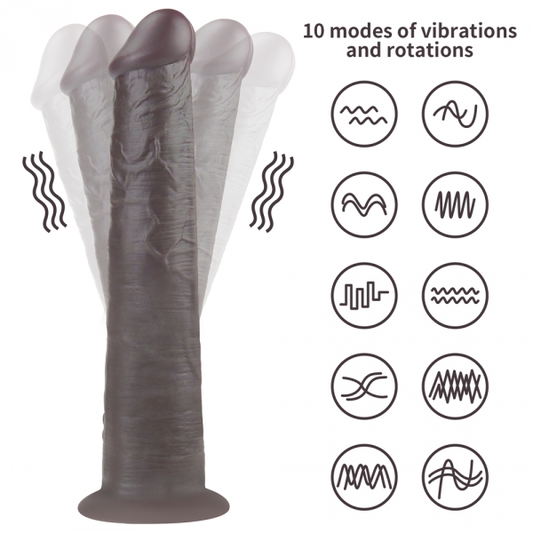 Dildo Vibratório Big Rotacock 24 x 5cm Castanho