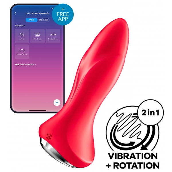 Vibrating plug connected Rotator 1 Satisfyer 10 x 4cm Red