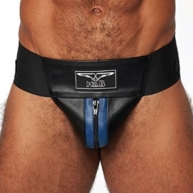 Mr B - Mister B Mister B Leather Jockstrap Negro-Azul