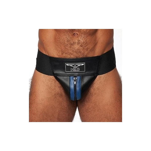 Mister B Leather Jockstrap Negro-Azul