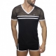 Black-White Mesh-Striped T-shirt