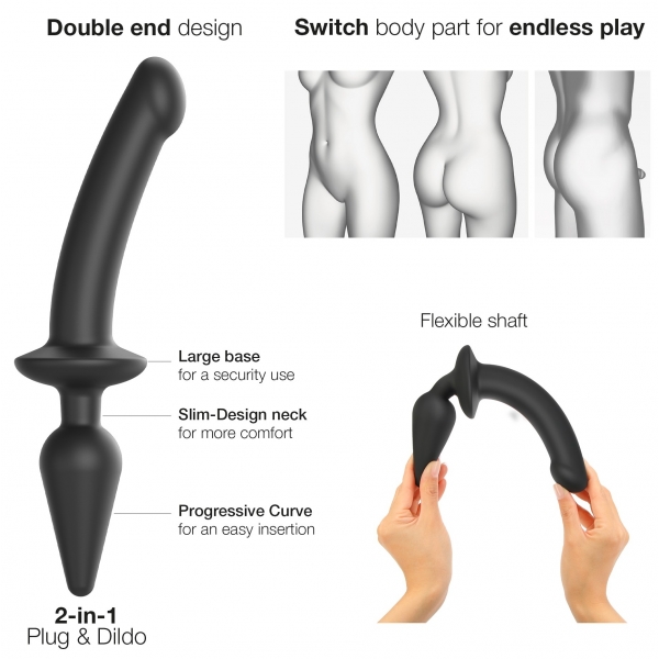 Plug Dildo Switch Strap-On-Me XXL 18 x 4cm Schwarz