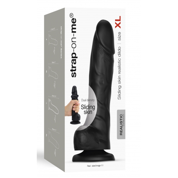 Dildo Sliding Skin Strap-On-Me XL 15,5 x 4,3cm Zwart