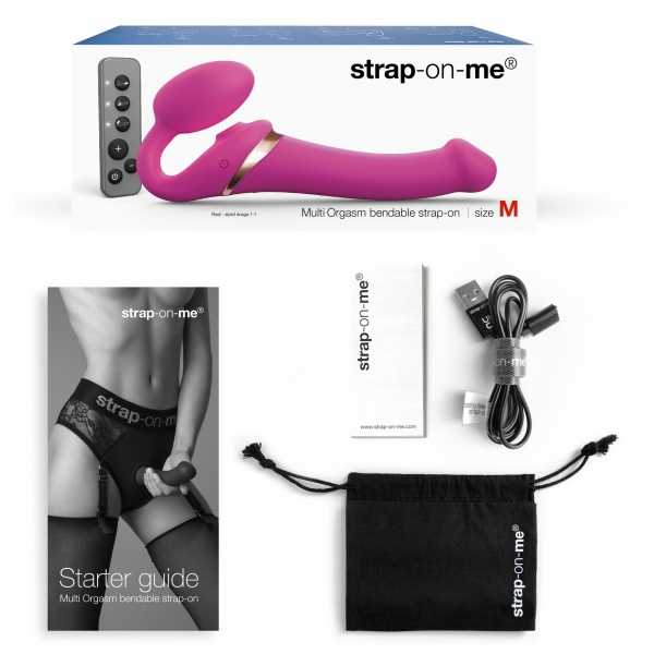 Dildo Multi Orgasme Strap-On-Me M 15 x 3,8cm Fuchsia