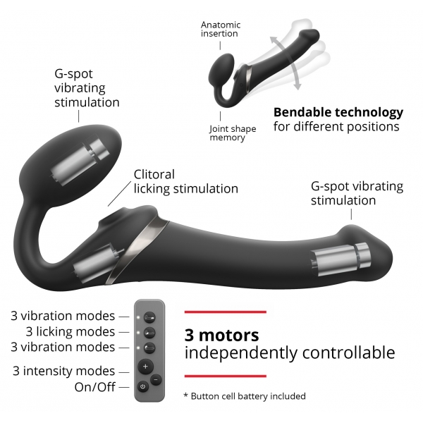 MULTI ORGASM BENDABLE STRAP-ON - S - NOIR