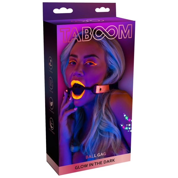 Bâillon Boule phosphorescent Glow Pink Taboom 40mm