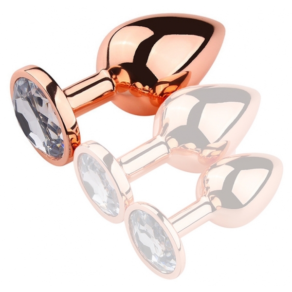 Plug Bijou anal PinkyGold L 8,5 x 4cm Bijou trasparente