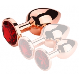 Rose Gold Anal Plug With Diamond RED L