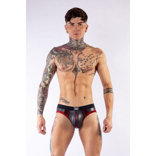 Mister B Neoprene Jock Brief Black Red