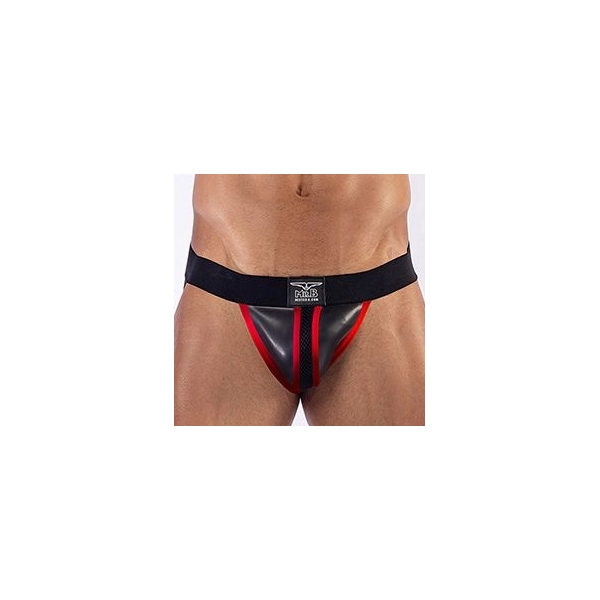 Mister B - Perizoma in neoprene nero-rosso