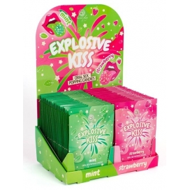 Pak van 48 Explosive Kiss Mint &amp; Strawberry Fizzy Powder snoepjes