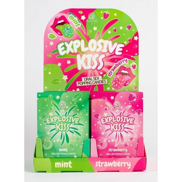 Confezione da 48 caramelle in polvere frizzanti Explosive Kiss Mint &amp; Strawberry