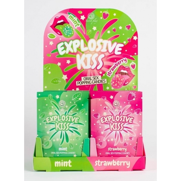 Paquete de 48 caramelos Explosive Kiss de menta y fresa con gas