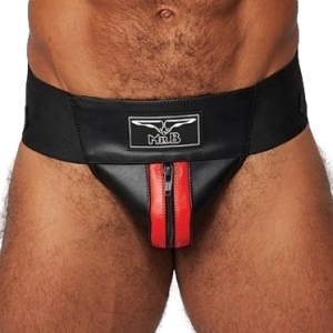 Mr B - Mister B Mister B Leather Premium Jockstrap - Black Red