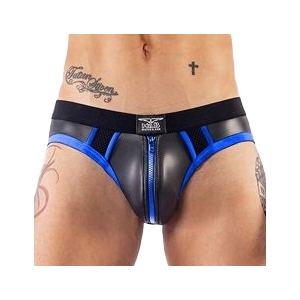 Mr B - Mister B Neoprene Jockstrap Jock Brief Mr B Preto-Azul