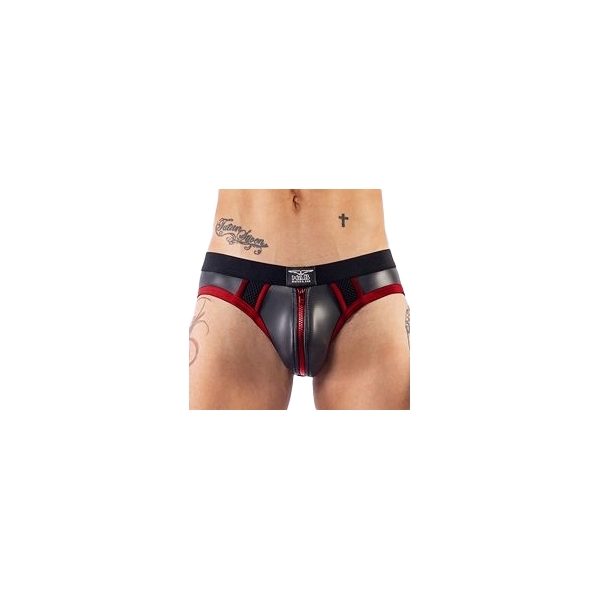 Mister B Neoprene Jock Brief Black Red