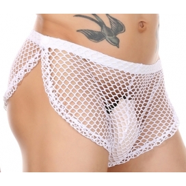 MenSexyWear Ogusto sexy fishnet shorts White
