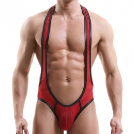 New Breathable Wrestling Bodysuit For Men RED