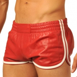 MK Toys Pantalón corto de cuero Rojo-Blanco