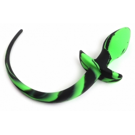 Kinky Puppy Dog Tail Silicone Butt Plug -Double Color GREEN