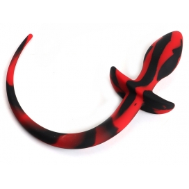 Dog Tail Silicone Butt Plug -Double Color RED