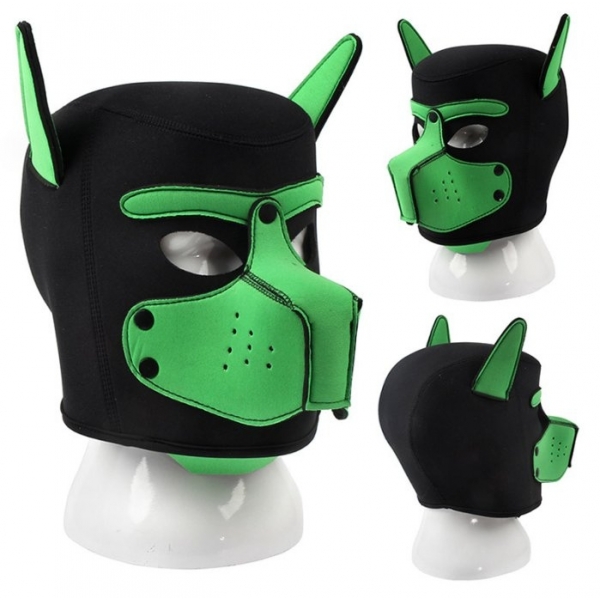 Puppy neoprene mask Dog On Black-Green