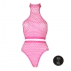 Fluo Pink Bustier and Mesh Panty Set