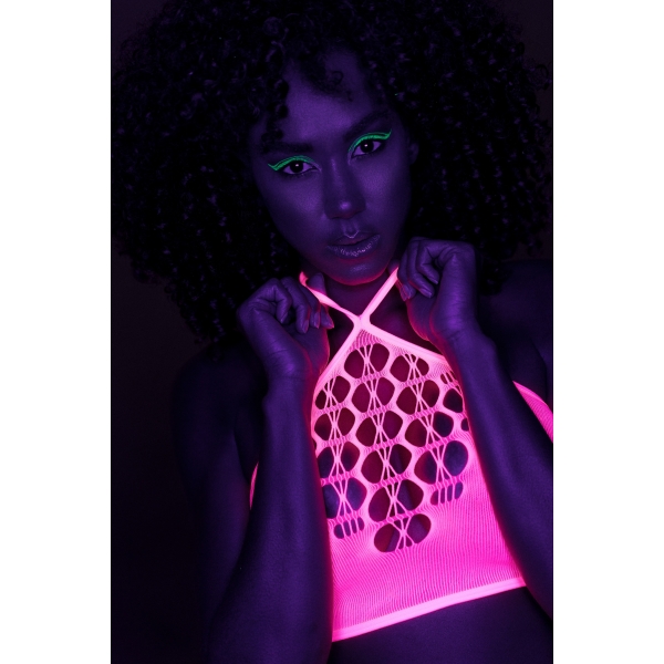 Fluorescerend Roze 2-delige Bustier en Jarretelgordel Set