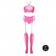 Fluorescerend Roze 2-delige Bustier en Jarretelgordel Set