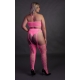 Fluorescent Pink 2-Piece Bustier and Suspender Belt Set