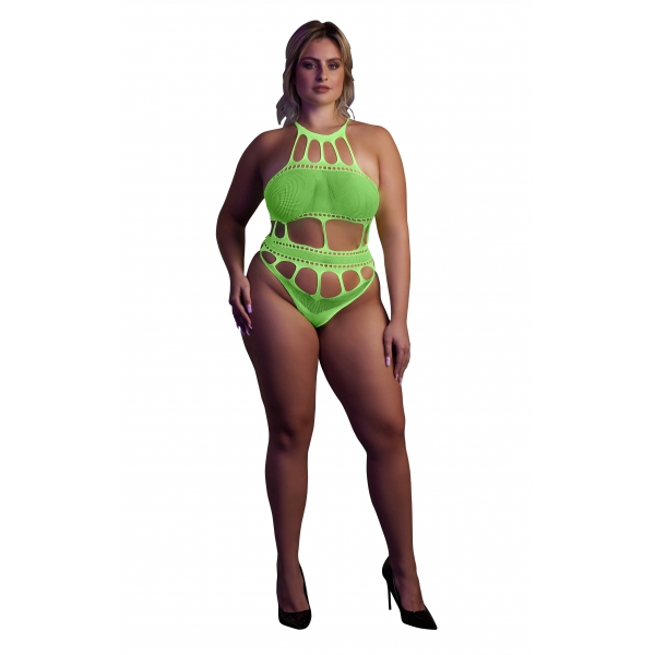Body mit griechischem Ausschnitt Fluo-Grün